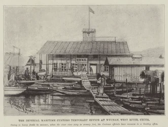 Das temporäre Büro des Kaiserlichen Maritimen Zolls in Wuchan, Westfluss, China